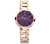 Titan Women's Watch Purple Dial Rose Gold Stainless Steel Strap Watch, 2480WM02