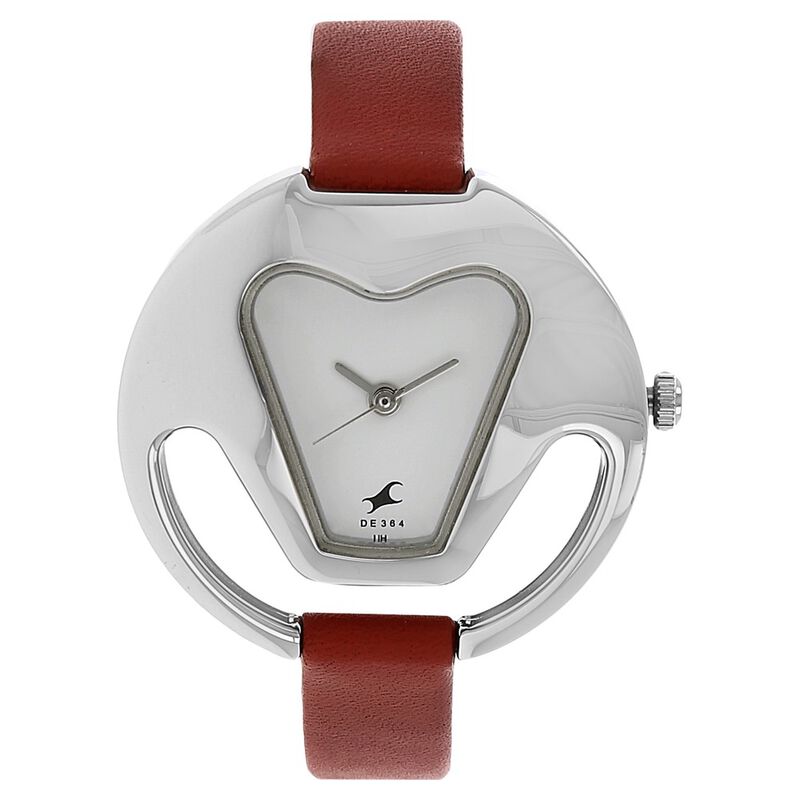 Fastrack, Women's Watch Analog, Silver Dial Brown Leather Strap, 6103SL01