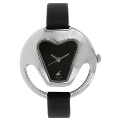 Fastrack, Women's Watch Analog, Black Dial Black Leather Strap, 6103SL02