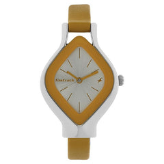 Fastrack, Women’s  Watch Analog, Silver Dial Yellow Leather Strap, 6109SL01