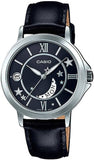 Casio, Womenâ€™s Watch Analog, Black Dial Black Leather band, LTP-E122L-1ADF