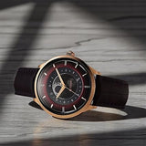 Titan Luna Sun Moon Phase in Seinna Brown - Stellar Edition Men's Watch with Brown Leather Strap, 10028KL02