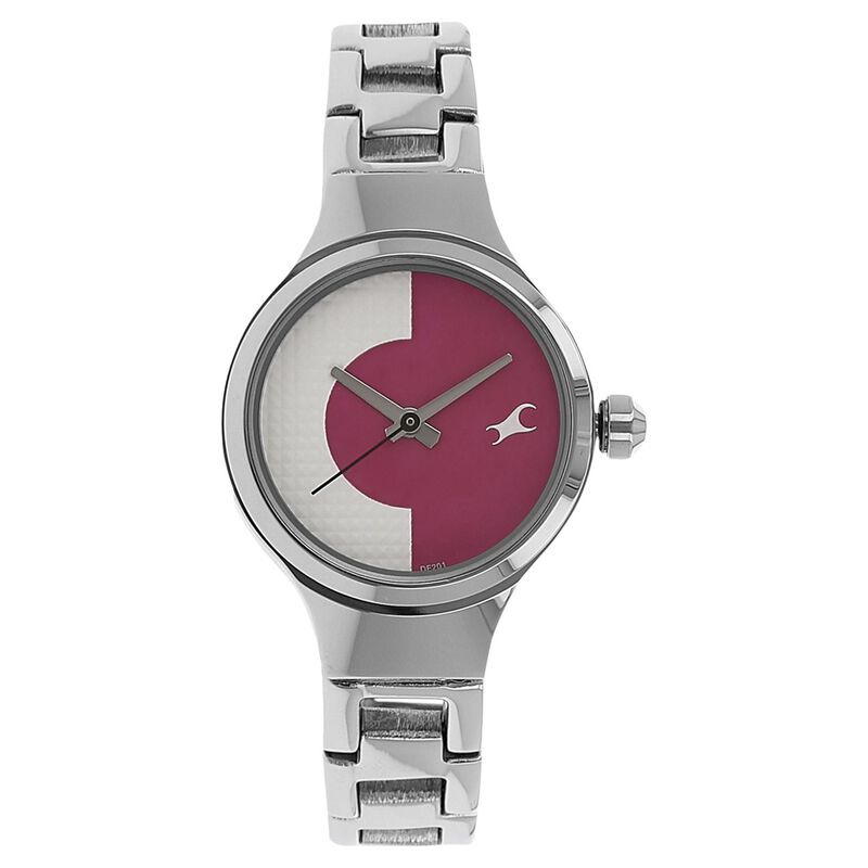 Fastrack, Women’s  Watch Analog, White & Pink Dial Stainless Steel Strap, 6134SM02