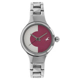 Fastrack, Women's  Watch Analog, White & Pink Dial Stainless Steel Strap, 6134SM02