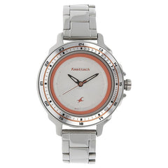 Fastrack, Women’s  Watch Analog, Silver Dial Silver Stainless Steel Band, 6135SM01,