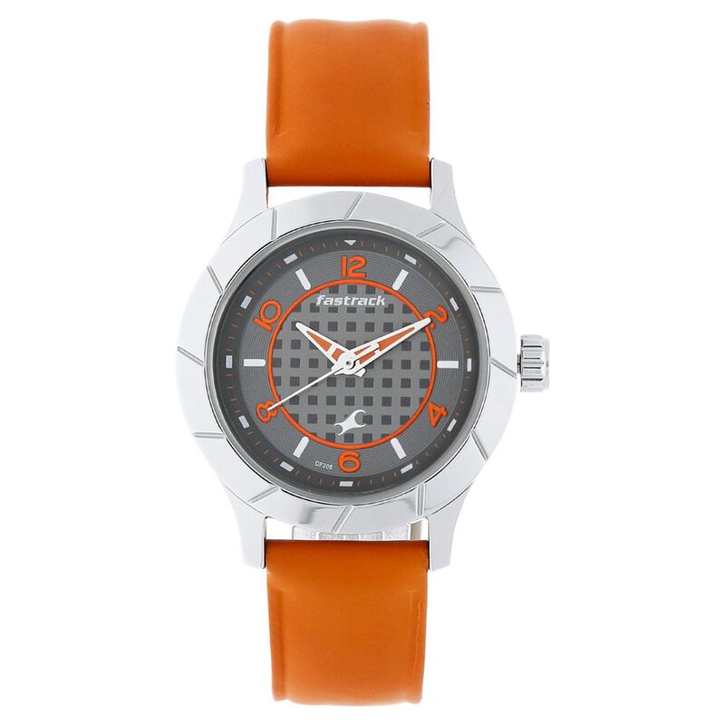 Fastrack, Women’s  Watch Analog, Grey Dial Orange Leather Band, 6139SL01