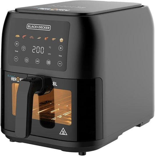 Black+Decker, 8L Digital Aerofry Slim and Sleek 1700W, SAF80W Air Fryer BL-SAF80W