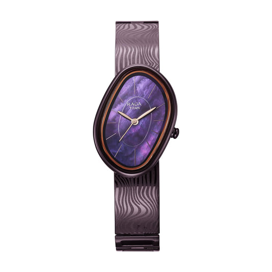 Titan Raga Sierra Women's Quartz Analog Watch, Purple Dial, Purple Metal Strap, TI-95390QM01