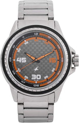 Fastrack Men's Watch Analog, Grey Dial Silver Stainless Steel Strap, 3142SM01