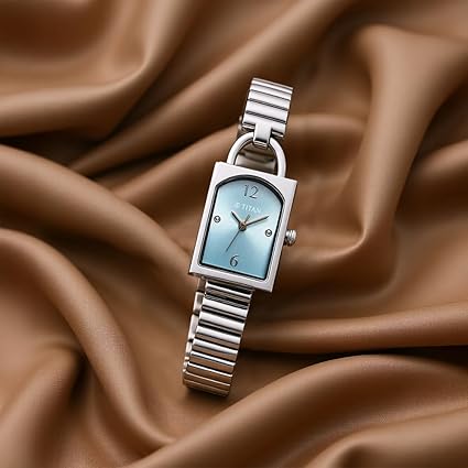 Titan Metro Women's Watch Analog Blue Dial with Silver Stainless Steel Band, 95303SM01
