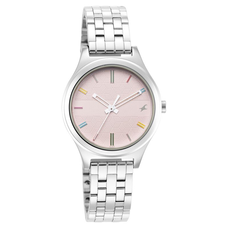 Fastrack, Women’s  Watch Analog, Pink Dial Silver Stainless Steel Band, 6152SM04