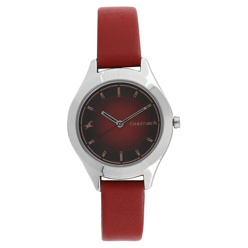 Fastrack, Women’s  Watch Analog, Bicolor Dial Red Leather Band, 6153SL01