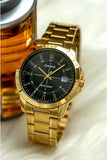 Casio Men's Watch, Black Dial Gold Stainless Steel Strap, MTP-V004G-1CUDF