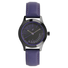 Fastrack All Nighters Quartz Women's Multifunction Watch Analog, Purple Dial Purple Leather Strap, 6165NL01