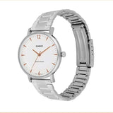Casio Women's Watch Analog White Dial with Silver Stainless Steel Band, LTP-VT04D-7ADF