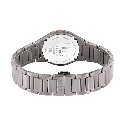 Titan Edge Ceramic Women's Watch Analog Grey Dial with Grey Ceramic Band, 2653KC0