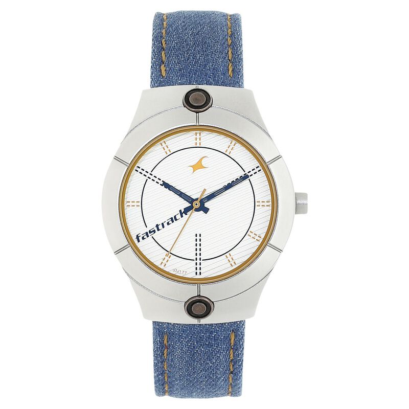 Fastrack, Women’s  Watch Analog, White Dial Blue Denim Strap, 6178SL01