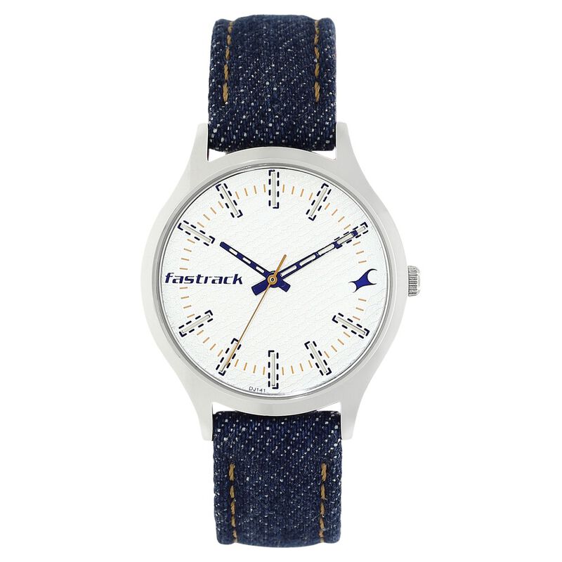 Fastrack, Women’s  Watch Analog, White Dial Blue Denim Strap, 6180SL01