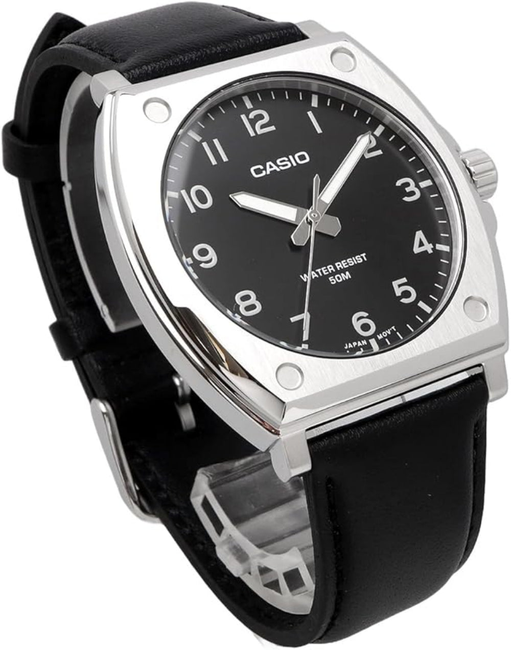 Casio Men's Watch Analog Black Dial With Black Leather Strap, MTP-E730L-1AVDF