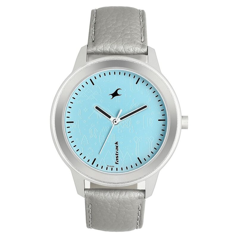 Fastrack, Women’s  Watch Analog, Light Blue Dial Silver Leather Strap, 6190SL01