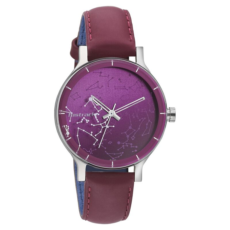 Fastrack, Women’s  Watch Analog, Maroon Dial Maroon Leather Band, 6192SL01