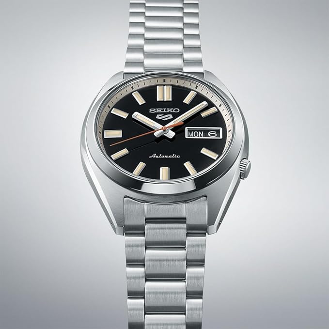 Seiko, Men's Mechanical Watch Analog, Black Dial Silver Stainless Steel Band, SRPK89K