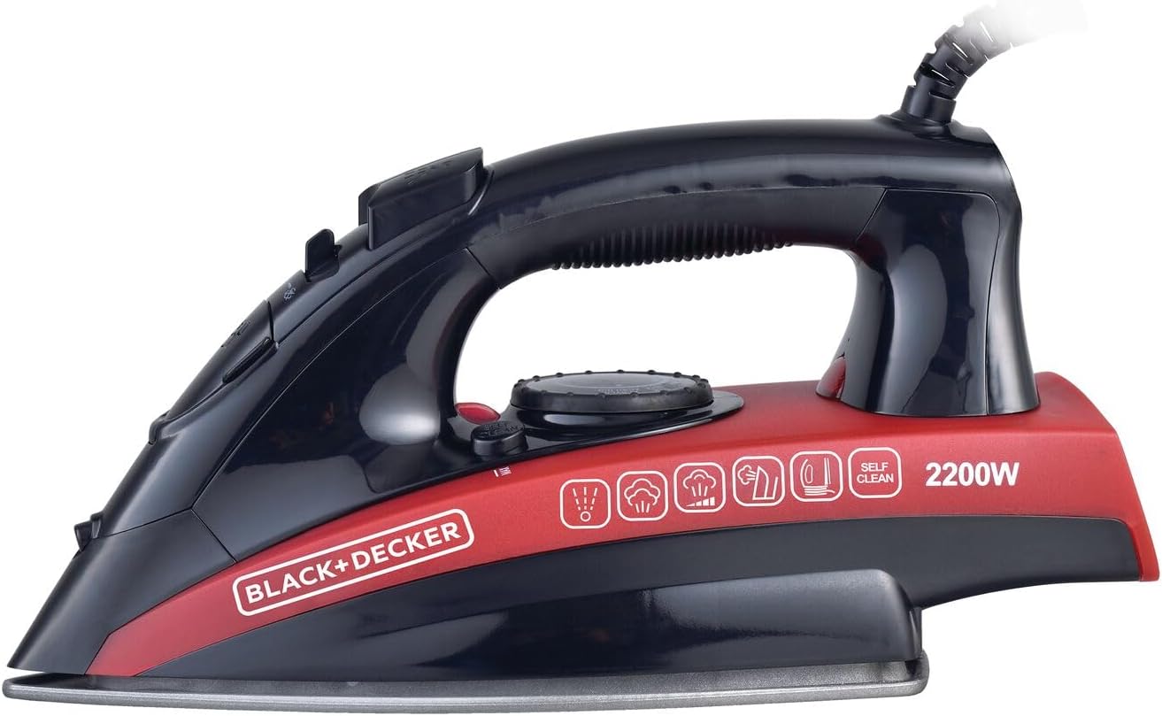 Black+Decker, 2200W Steam Iron with Non Stick Sole Plate, X2200