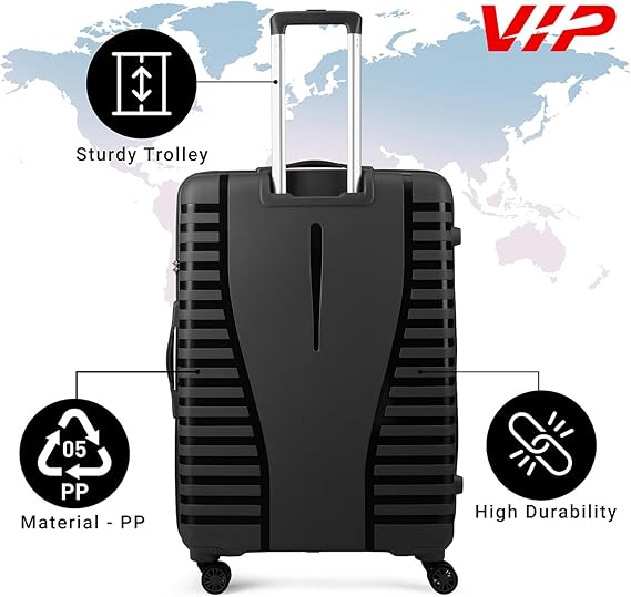 VIP Quest Plus 55cm, 8 Wheel Hardcase Trolley ,Jet Black, QUESTPLUS55BLK