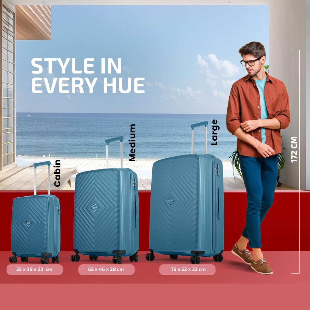 VIP Quad 75cm, 8 Wheel Hardcase Trolley, Blue, QUAD8W75IBL