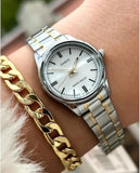 Casio Women's Watch Analog, White Dial Silver Stainless Steel Strap, LTP-V005SG-7AUD