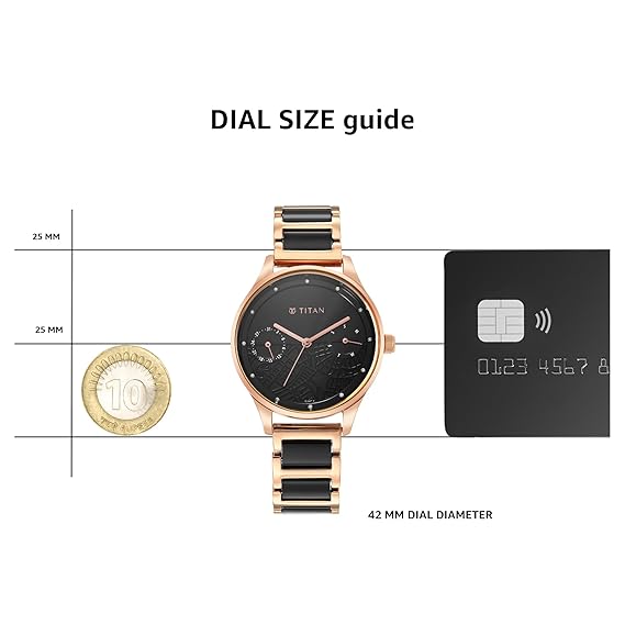 Titan Purple Women's Watch Analog Black Dial With Rose Gold Acetate Band, 2670WD01