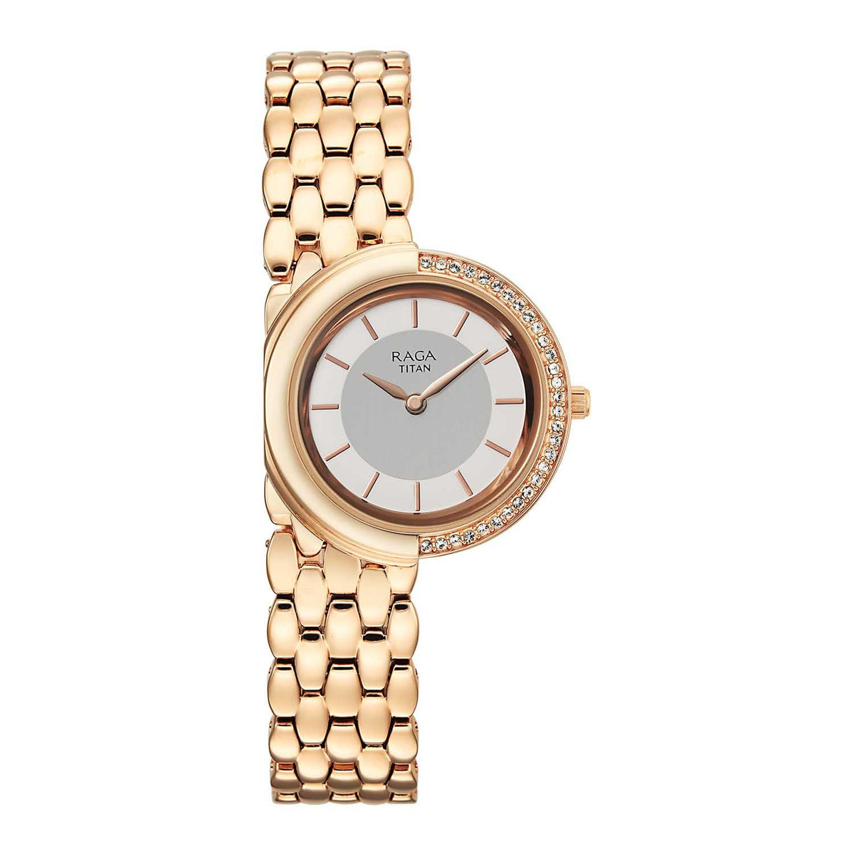 Titan Raga Women's Quartz Analog Watch, Mother Of Pearl Dial, Gold Metal Strap, TI-95392WM01