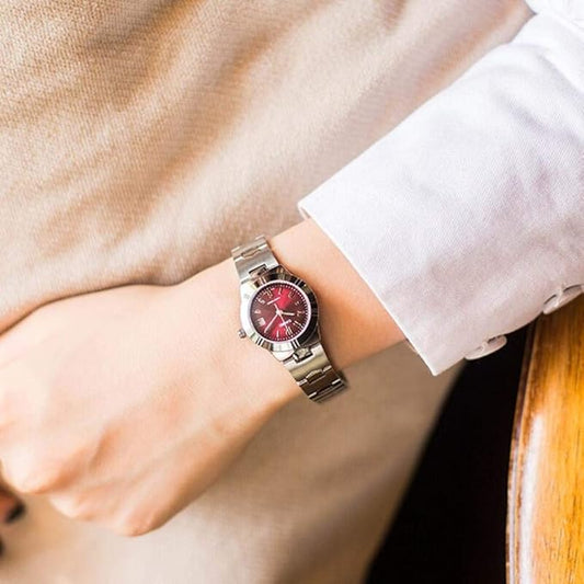Casio Women's Watch Analog, Maroon Dial Silver Stainless Steel Strap, LTP-1241D-4A2DF product image