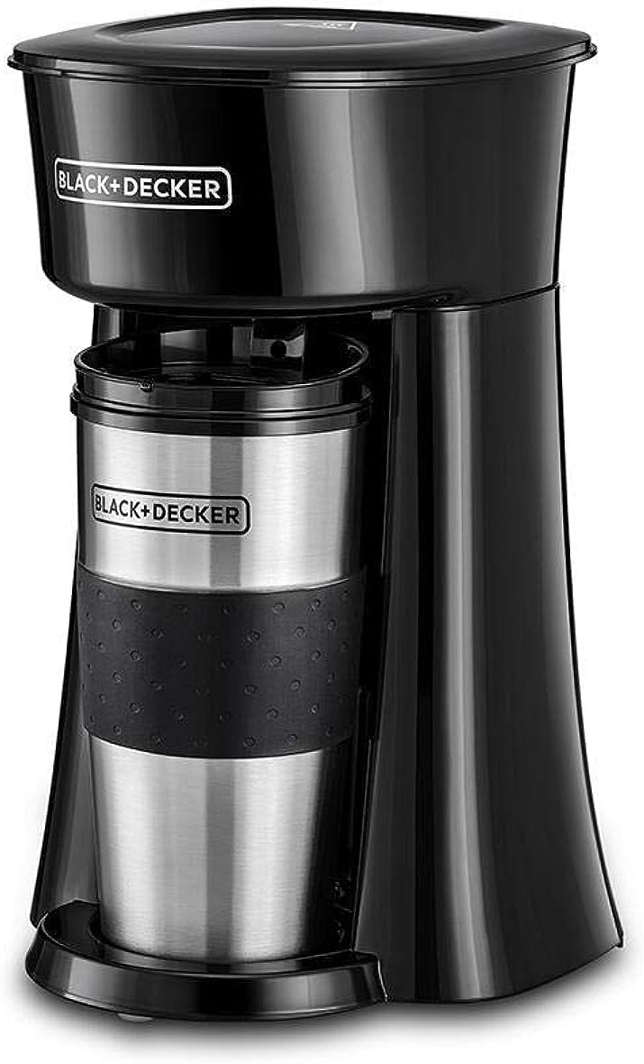 Black+Decker, Coffee Machine, 650W, 360ml Travel Mug, Black DCT10-B5