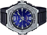 Casio, Menâ€™s Watch Analog, Blue Dial Black Resin Band, MWA-100H-2AVDF