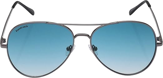 Fastrack Unisex Aviator Sunglasses, Blue Lens, UV protected, M258GR6