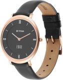 Titan Women's Edge Watch Analog Black Dial With Black Leather Strap, 2655WL01