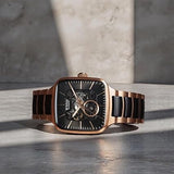 Titan Ceramic Fusion Men's Automatic Watch Black Dial with Two-Toned Stainless Steel Band, 90175KD03