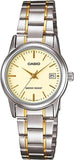 Casio, Womenâ€™s Watch Analog, Beige Dial Silver Stainless Steel Band, LTP-V002SG-9AUD 