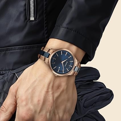 Titan Ceramic Fusion Men's Quartz Analog Watch Blue Dial with Dual-Tone Stainless Steel Strap Watch 90142KD03