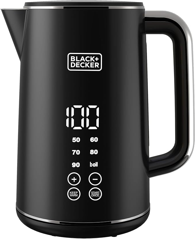 Black+Decker 1.7L Double Wall Cordless Digital Kettle-2200W, JCD200