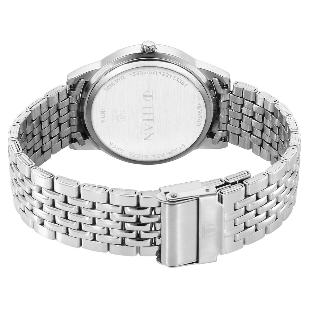 Titan Karishma Zing Men's Watch Analog Blue Dial with Silver Stainless Steel Band, 1638SM02