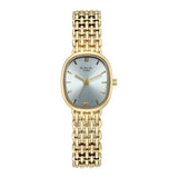 Titan Raga Spotlight Women's Quartz Analog Watch, Tiffany Blue Dial, Gold Metal Strap, TI-95430YM01