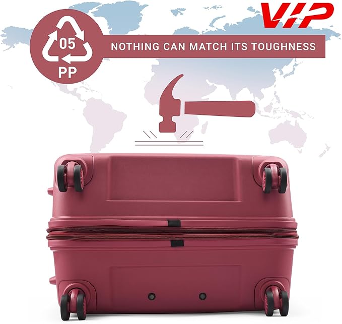 VIP Karl Plus 66cm, 8 Wheel Hard Trolley, Red, KARL PLUS66RD
