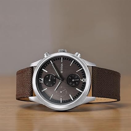 Titan, Men's, Analog Watch, Brown Dial, with Leather Band, TI-1805SL12