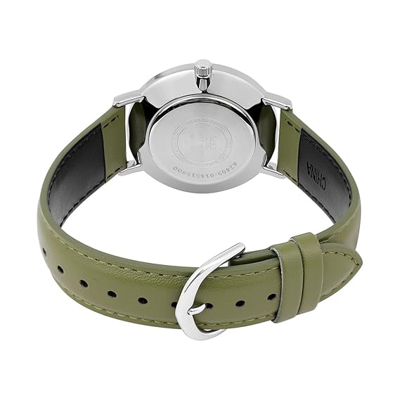 Casio Men's Watch Analog Beige Dial with Green Leather Strap, MTP-VT03L-7BDF