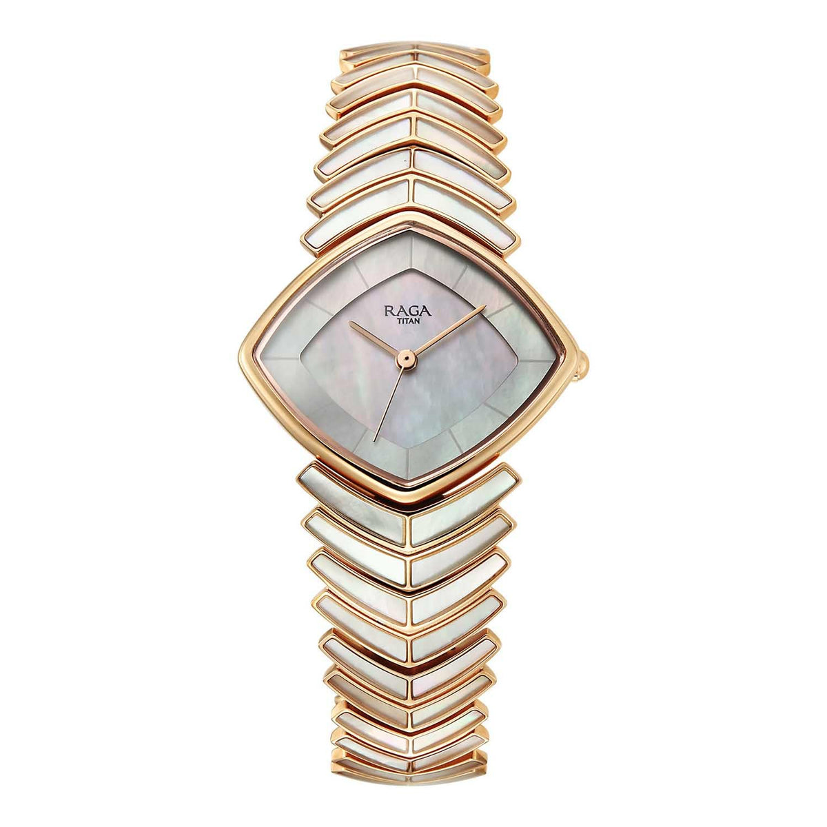Titan Raga Women's Quartz Analog Watch, Mother Of Pearl Dial, Gold Metal Strap, TI-95393WM03