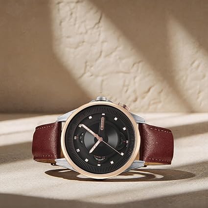 Titan Techno Beats Men's Watch Analog Black Dial With Brown Leather Strap, 1830KL03