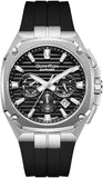 Quantum Men's Chronograph Watch Black Dial Black Silicone Band, ADG1278.351