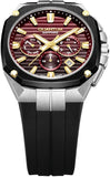 Quantum Men's Chronograph Watch Maroon Dial Black Silicone Band, ADG1278.281